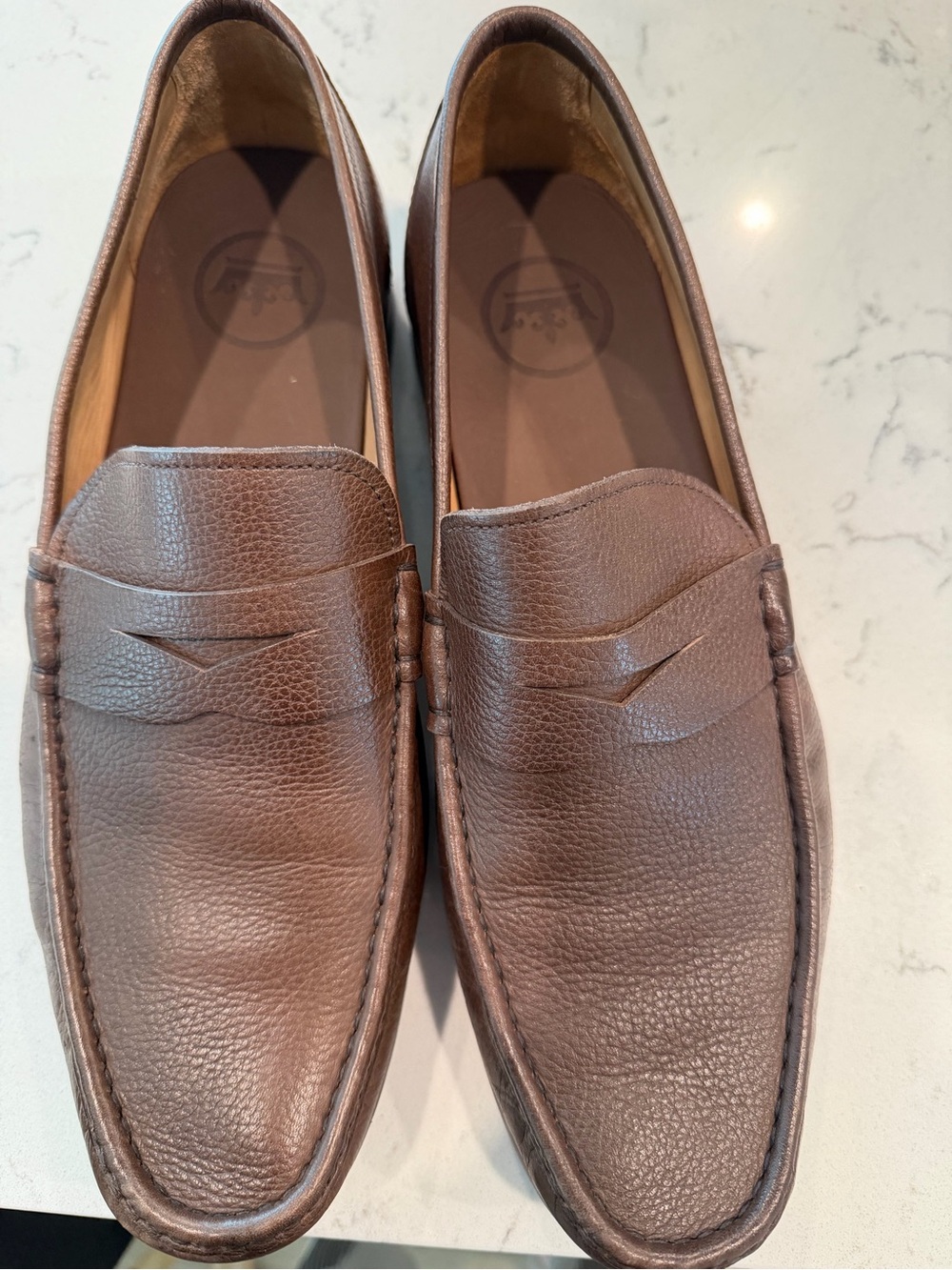 Peter Millar Men's Brown Leather Penny Loafers Size 11